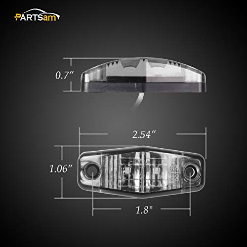 Partsam 8pcs 2.5 Oval Side Fender Marker Light Red/Amber Clear Le...