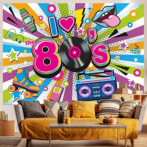 I Love The 80s Party Backdrop Fabric 80s Party Decorations Back t...