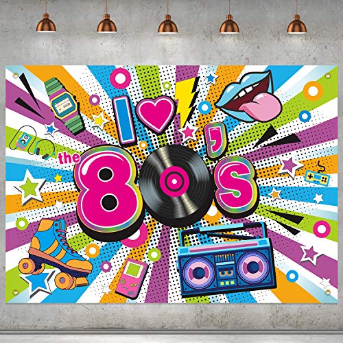 I Love The 80s Party Backdrop Fabric 80s Party Decorations Back t...