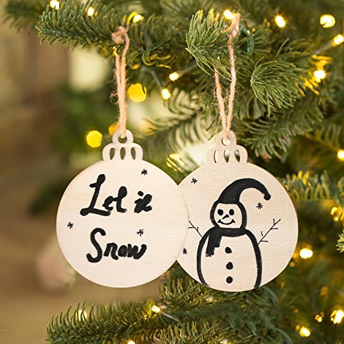 PartyTalk 30pcs Round Wooden Discs with Holes, 3.5 Unfinished Pre...