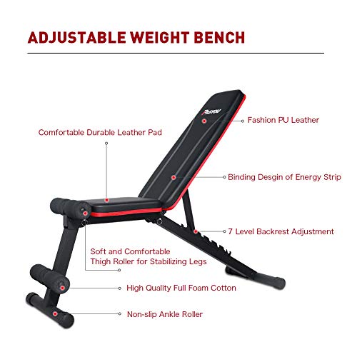 PASYOU Adjustable Weight Bench Full Body Workout Multi-Purpose Fol...