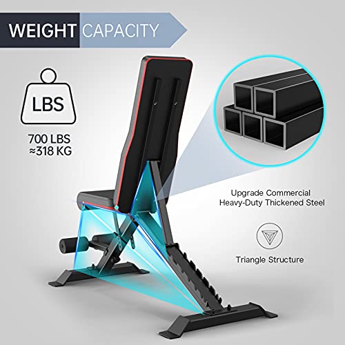 PASYOU Adjustable Weight Bench Press 9x4x3 Positions, Foldable W...