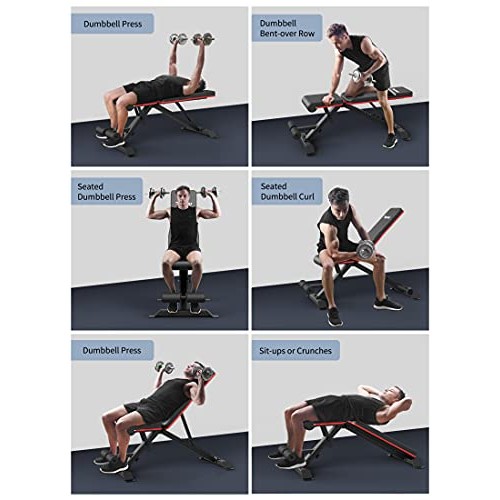 PASYOU Adjustable Weight Bench Press 9x4x3 Positions, Foldable W...