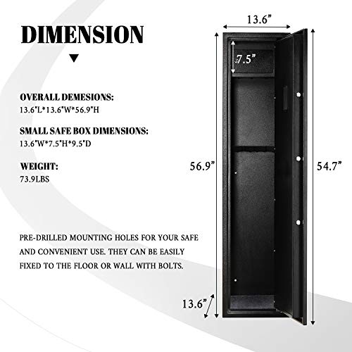 Pataku Rifle Safe 5 Storage Cabinet for Home Long Safe wit...