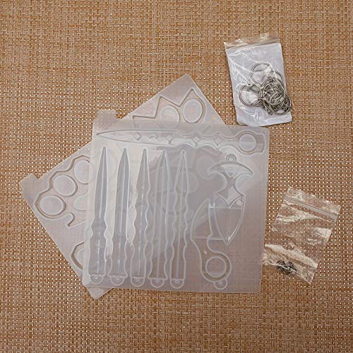2 Pieces Keychain Resin Moulds 12 Shape Keychain Silicone Mould Kn...