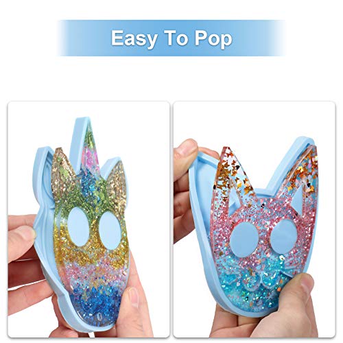 2 Pieces Self-Defense Keychain Silicone Molds Cat and Unicorn Shap...