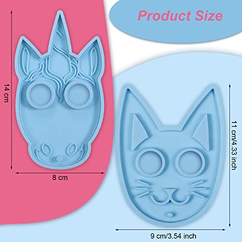 2 Pieces Self-Defense Keychain Silicone Molds Cat and Unicorn Shap...