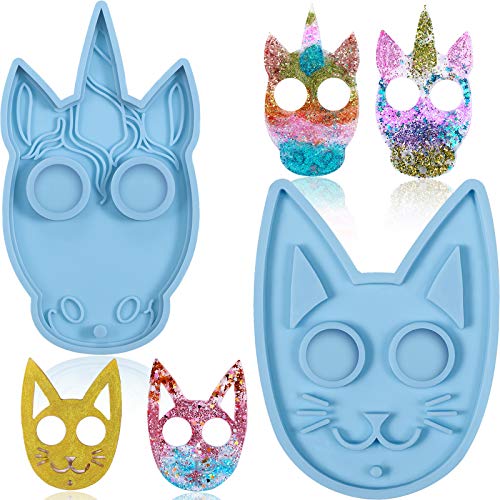 2 Pieces Self-Defense Keychain Silicone Molds Cat and Unicorn Shap...