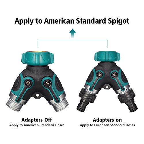 PATHONOR 2 Way Y Hose Connector, All Metal Body Garden Hose Splitt...