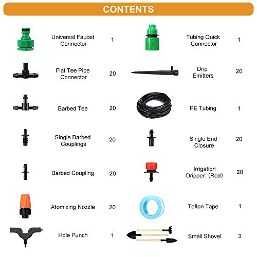 PATHONOR Garden Irrigation System, 50ft/15m Drip Irrigation Kit wi...