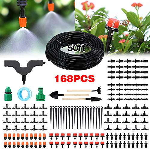 PATHONOR Garden Irrigation System, 50ft/15m Drip Irrigation Kit wi...