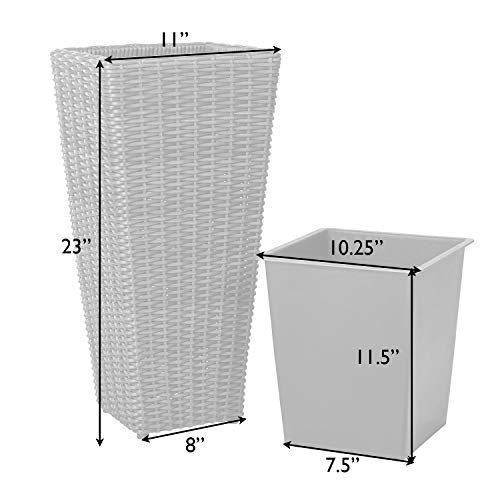 Patio Sense Alto Wicker Planter 2 Piece Set with Liners | Tall P...