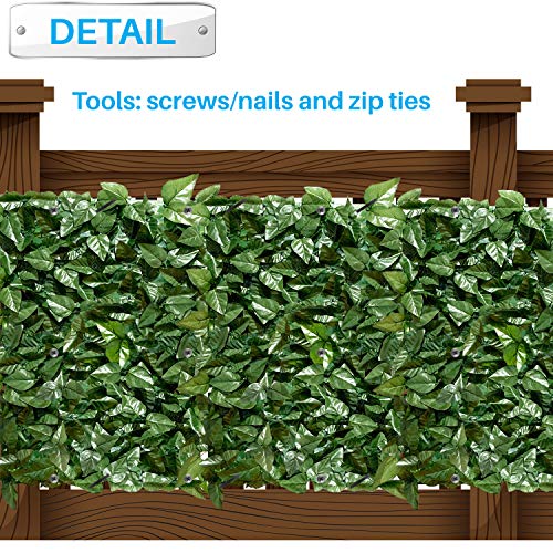 Patio Paradise 4 x 14 Faux Laurel Privacy Fence Screen with Mesh...