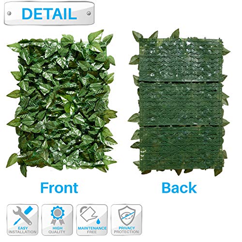 Patio Paradise 4 x 14 Faux Laurel Privacy Fence Screen with Mesh...