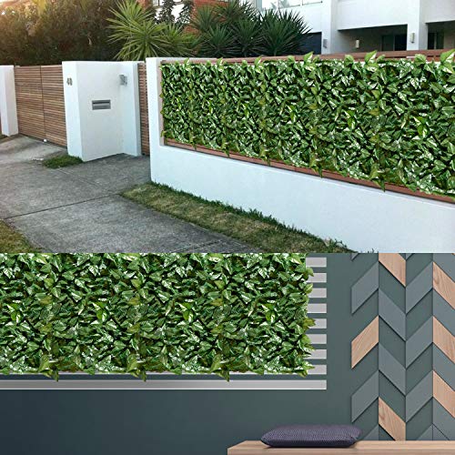 Patio Paradise 4 x 14 Faux Laurel Privacy Fence Screen with Mesh...