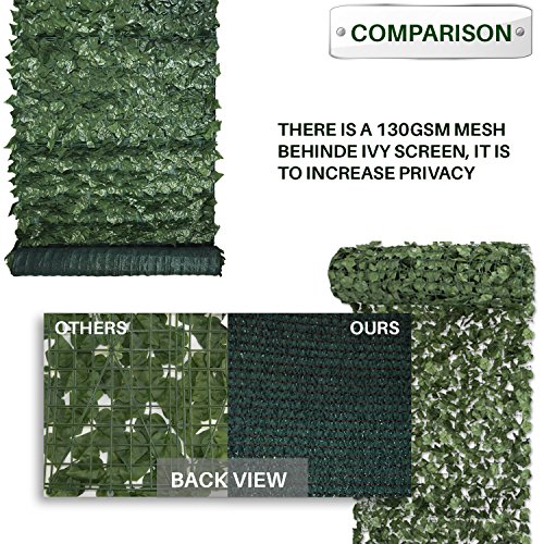 Patio Paradise 58 x 97 Faux Ivy Privacy Fence Screen with Mesh B...