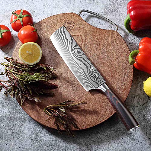 Nakiri Knife - PAUDIN Razor Sharp Meat Cleaver 7 inch High Carbon ...