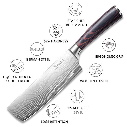 Nakiri Knife - PAUDIN Razor Sharp Meat Cleaver 7 inch High Carbon ...