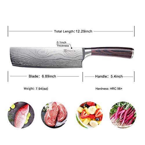 Nakiri Knife - PAUDIN Razor Sharp Meat Cleaver 7 inch High Carbon ...