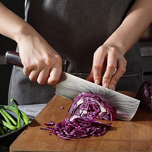 Nakiri Knife - PAUDIN Razor Sharp Meat Cleaver 7 inch High Carbon ...