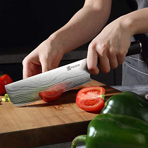 Nakiri Knife - PAUDIN Razor Sharp Meat Cleaver 7 inch High Carbon ...