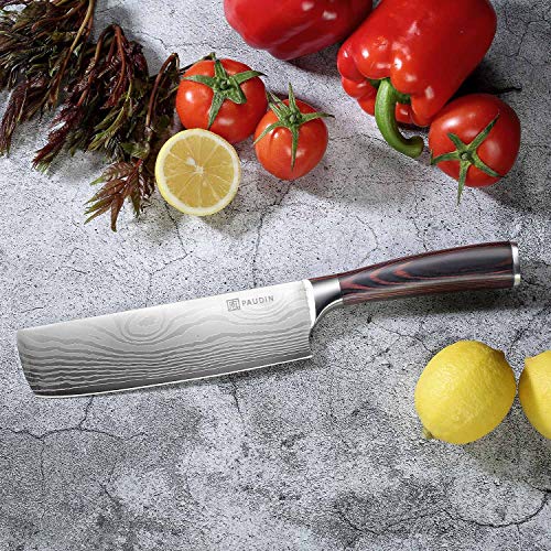 Nakiri Knife - PAUDIN Razor Sharp Meat Cleaver 7 inch High Carbon ...