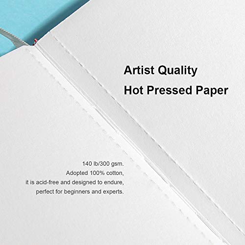 Paul Rubens Watercolor Journal, 100% Cotton 140 lb 300 GSM Hot P...