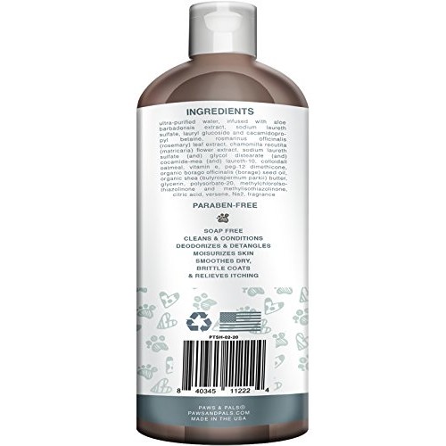 Paws & Pals Natural Oatmeal Dog-Shampoo And Conditioner - 20oz Med...