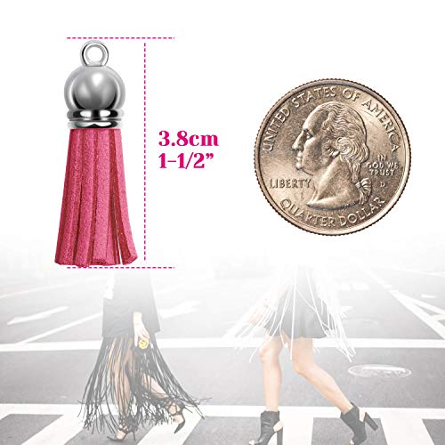 Paxcoo 120Pcs Keychain Tassels Acrylic Keychain Blanks Keychain Ri...