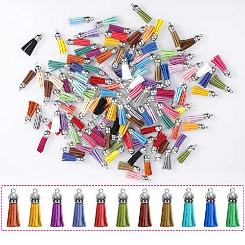 Paxcoo 120Pcs Keychain Tassels Acrylic Keychain Blanks Keychain Ri...