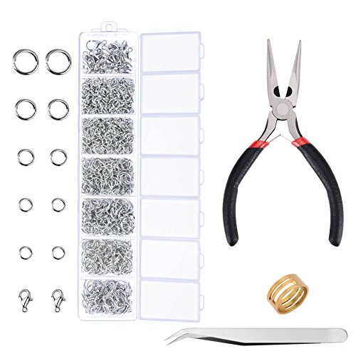 Paxcoo 1500Pcs Silver Jump Rings with Lobster Clasps and Jewelry P...