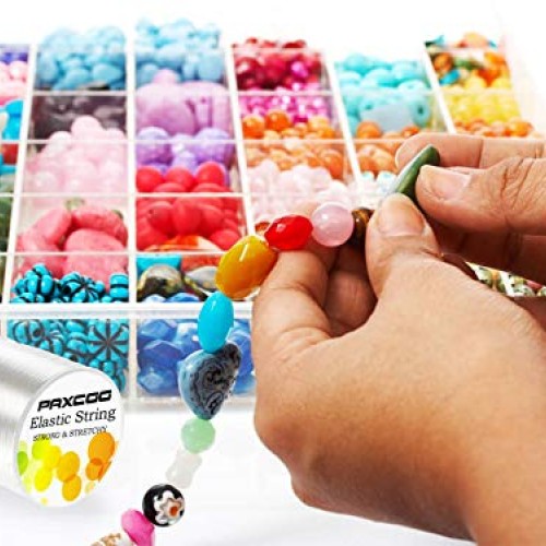 Paxcoo 1mm Elastic Bracelet String Cord Stretch Bead Cord for Jewe...