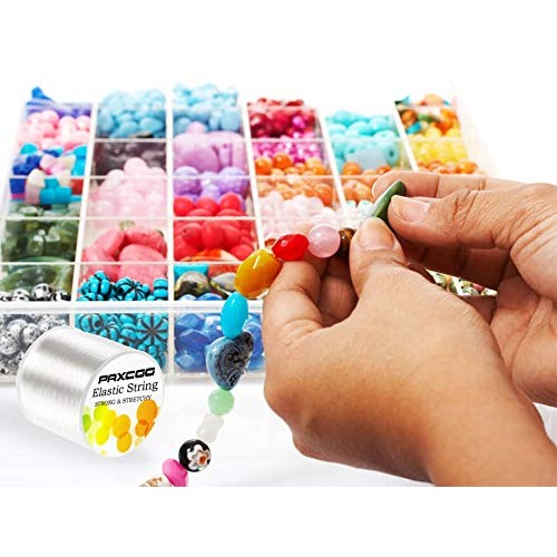 Paxcoo 1mm Elastic Bracelet String Cord Stretch Bead Cord for Jewe...
