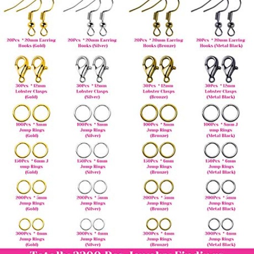 Paxcoo 3200Pcs Jewelry Necklace Repair Kit with Jump Rings, Clasps...