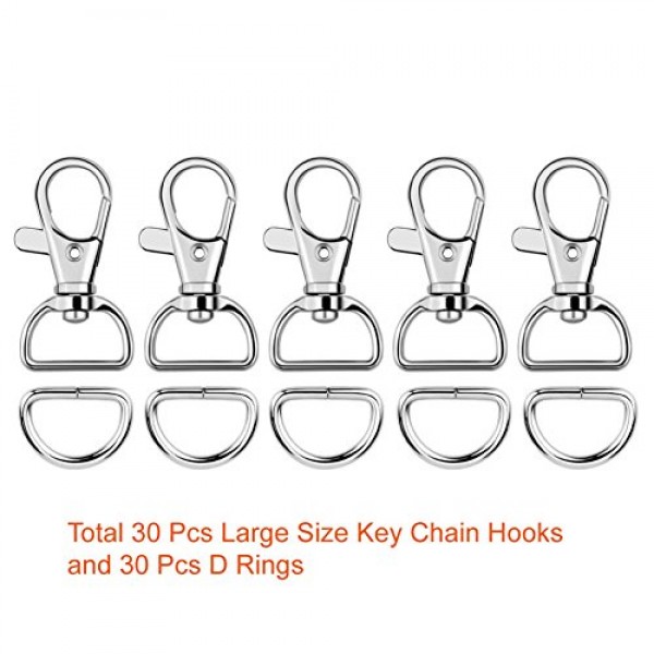 Paxcoo 60Pcs Swivel Snap Hooks and D Rings for Lanyard and Sewing ...
