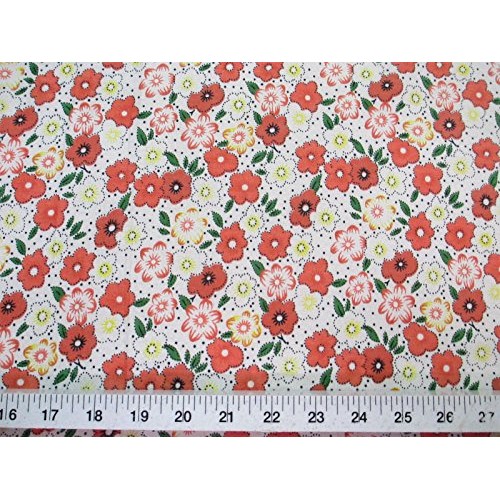 Discount Fabric Challis Rayon Orange, Yellow and Green Floral 2 yd...