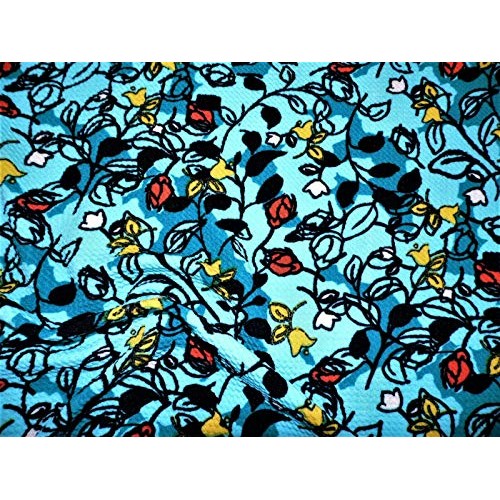 Printed Bullet Liverpool Textured 4 Way Stretch Fabric Blue Yellow...