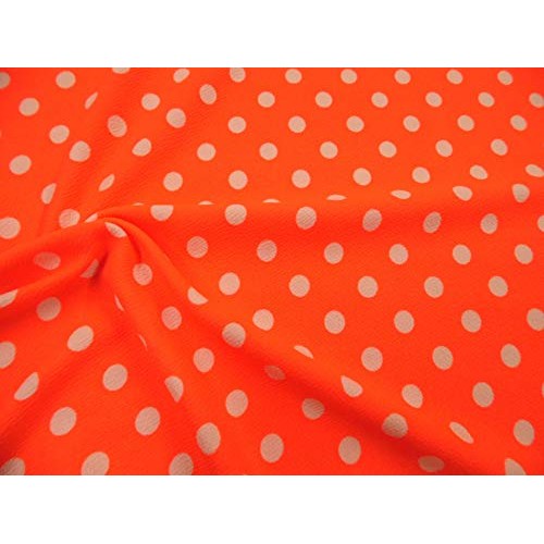 Printed Liverpool Textured 4 Way Stretch Fabric Small White Polka ...