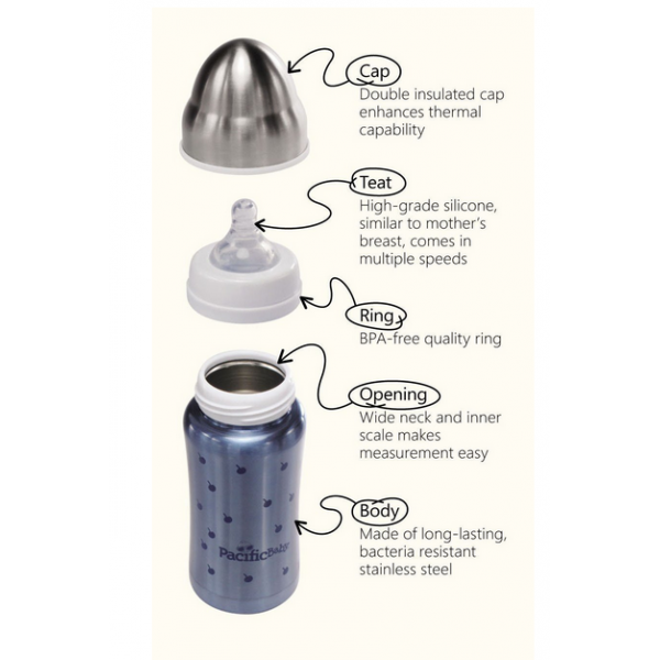 Pacific Baby Hot-Tot 7oz Stainless Steel Insulated Infant Baby