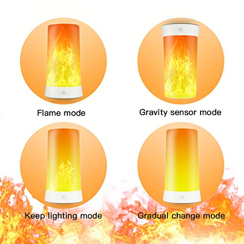 PDGROW LED Flame Effect Light, Flame Lamp 4 Modes USB Rechargeable...