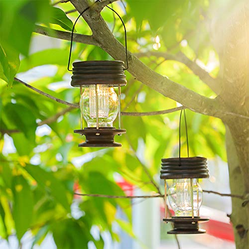 Hanging Solar Lights Outdoor - 2 Pack Solar Powered Waterproof Lan...