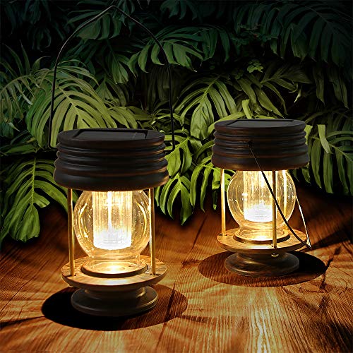 Hanging Solar Lights Outdoor - 2 Pack Solar Powered Waterproof Lan...