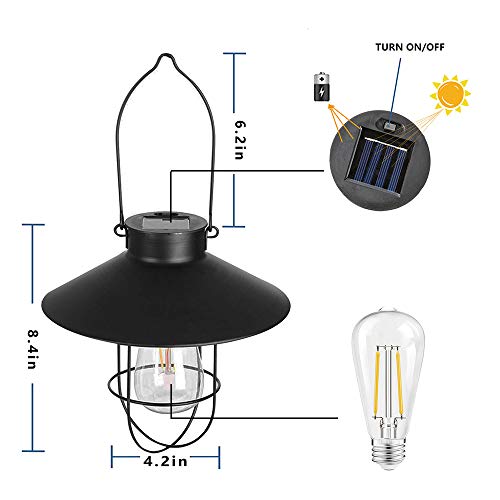 pearlstar Solar Lantern Outdoor Hanging Light Rustic Solar Lamp wi...