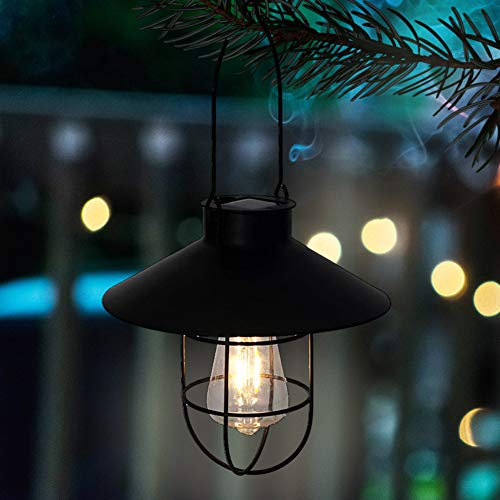 pearlstar Solar Lantern Outdoor Hanging Light Rustic Solar Lamp wi...