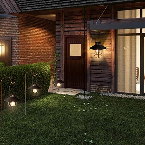 pearlstar Solar Lantern Outdoor Hanging Light Rustic Solar Lamp wi...