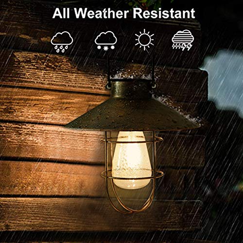 pearlstar Solar Lantern Outdoor Hanging Light Rustic Solar Lamp wi...