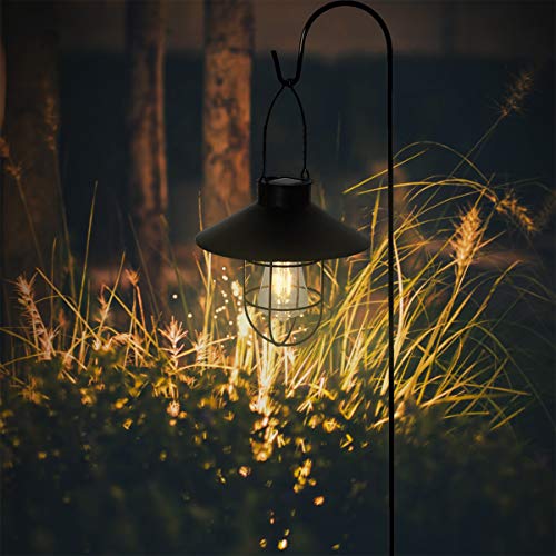 pearlstar Solar Lantern Outdoor Hanging Light Rustic Solar Lamp wi...