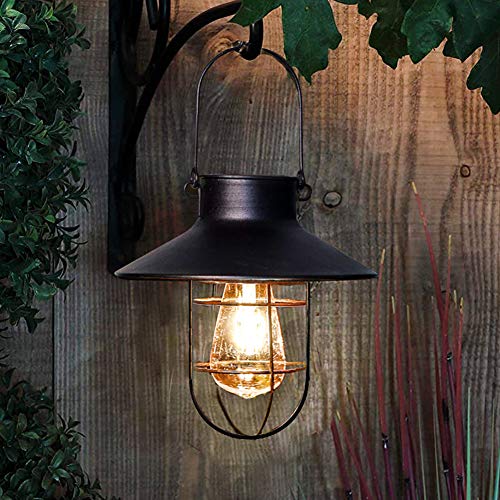 pearlstar Solar Lantern Outdoor Hanging Light Rustic Solar Lamp wi...
