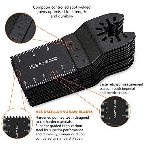 PECHAM 24PCS Universal Wood Metal Oscillating Multitool Quick Rele...