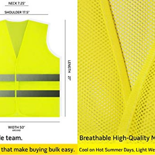 PeerBasics, 10 Pack, Yellow Reflective High Visibility Safety Vest...